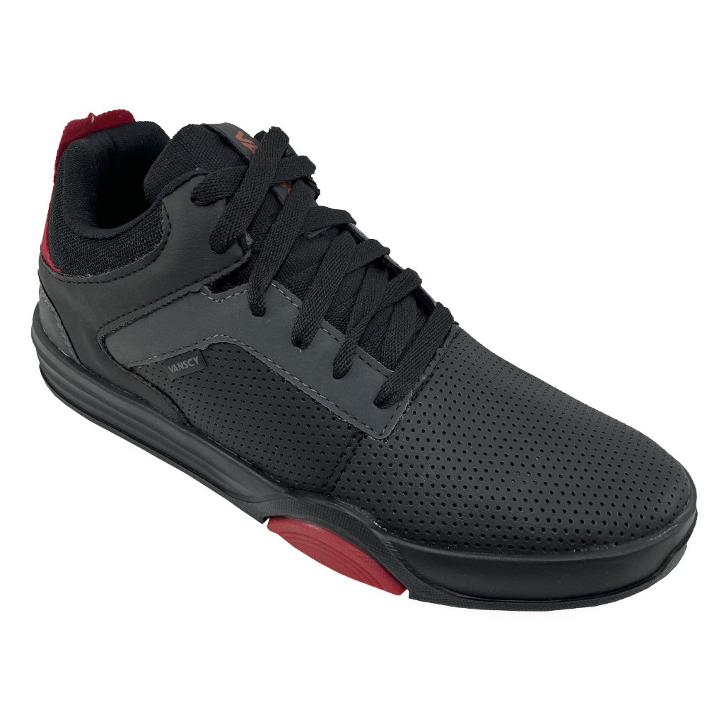 Tênis Vanscy Flame Casual Masculino - Preto e Vermelho Preto 1