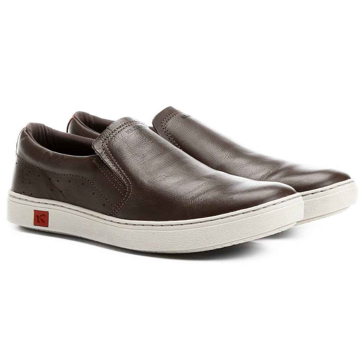 Tênis Slip On Couro Kildare Masculino - Café Marrom 1