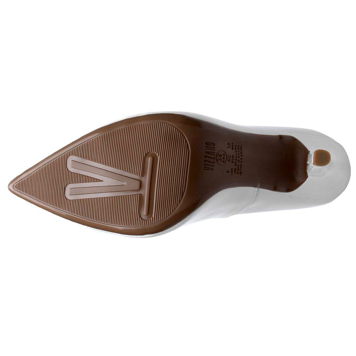 Scarpin Vizzano Salto Alto Bico Fino Verniz - Branco Branco 5