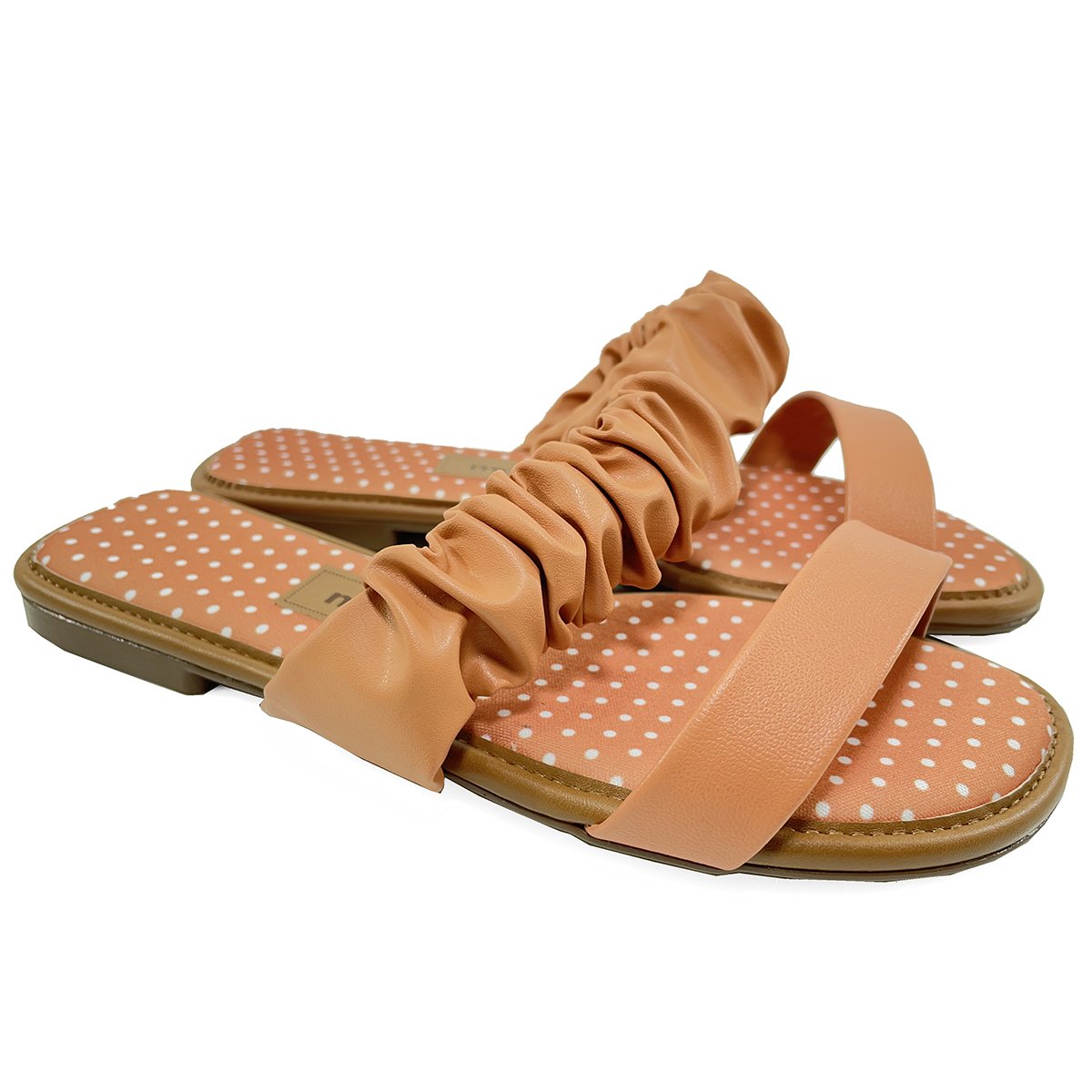 Rasteira Moleca Flat Pelica Bolinhas - Coral Laranja 2