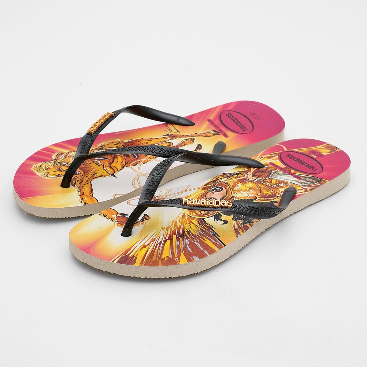 Sandália Havaianas Slim Heroínas Feminina - Bege e Amarelo Multicores 2