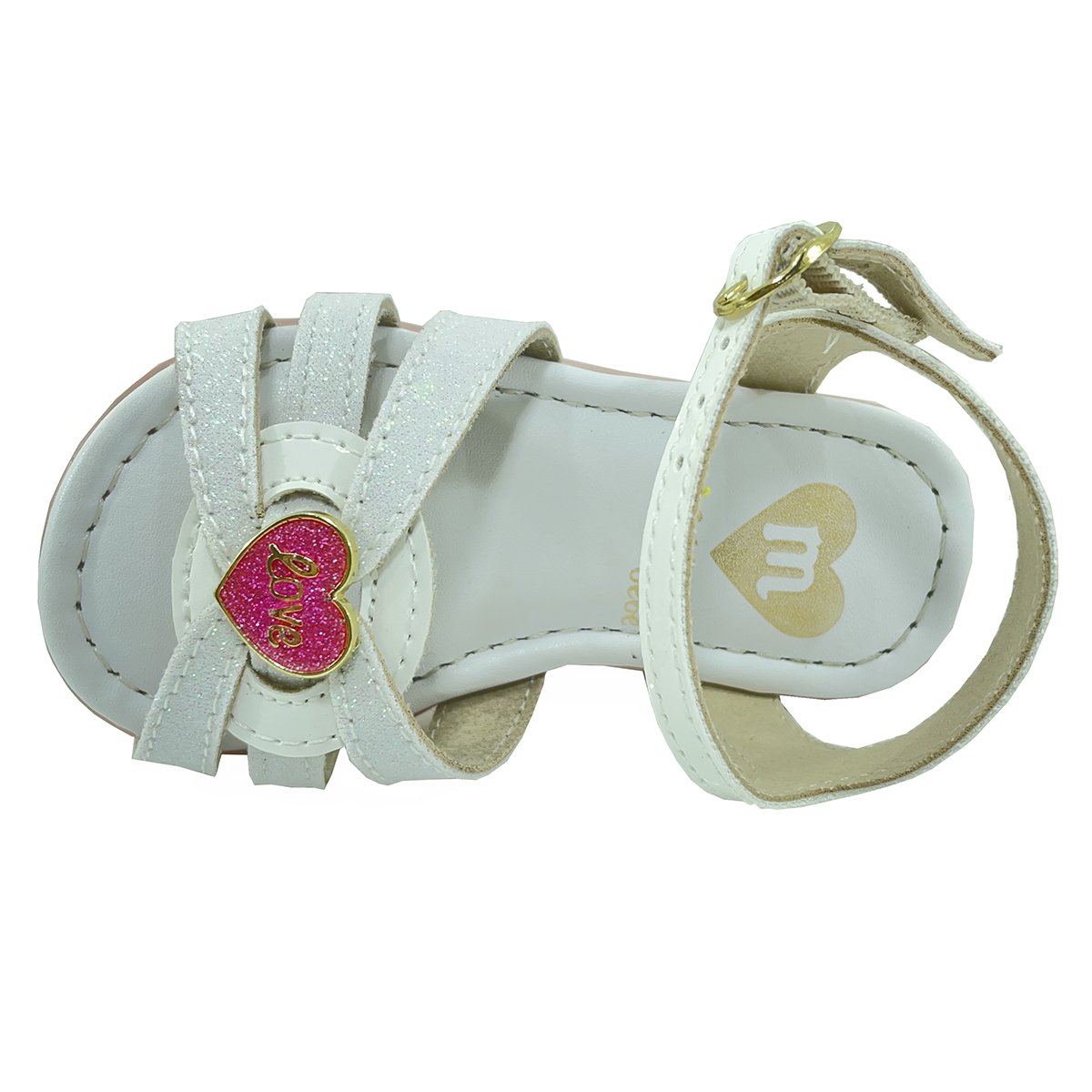 Sandália Infantil Molekinha Tiras Coração - Branco Branco 2
