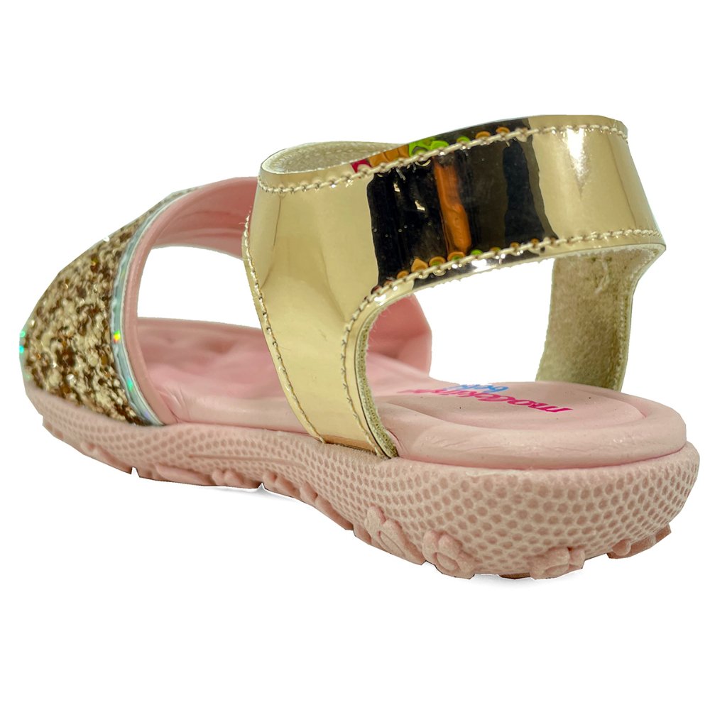 Sandália Molekinha Metalizada Sereia Gliter - Rose Dourado 4