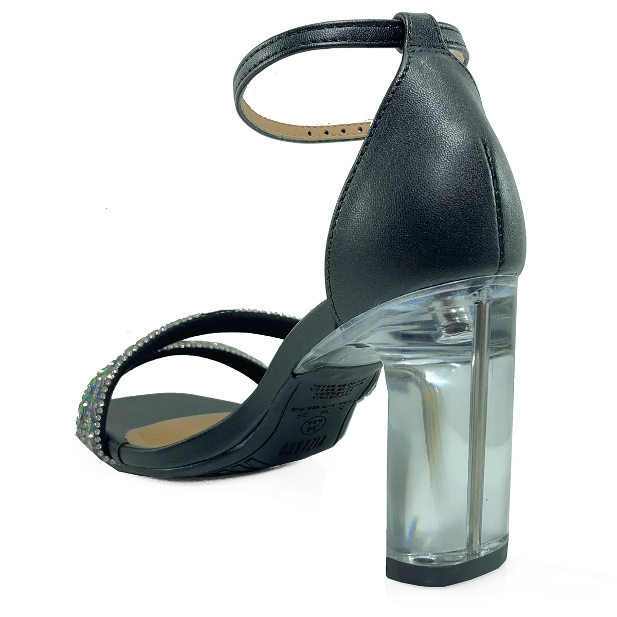 Sandália Vizzano Salto Acrílico Strass Pedras Feminina - Preto Preto 4