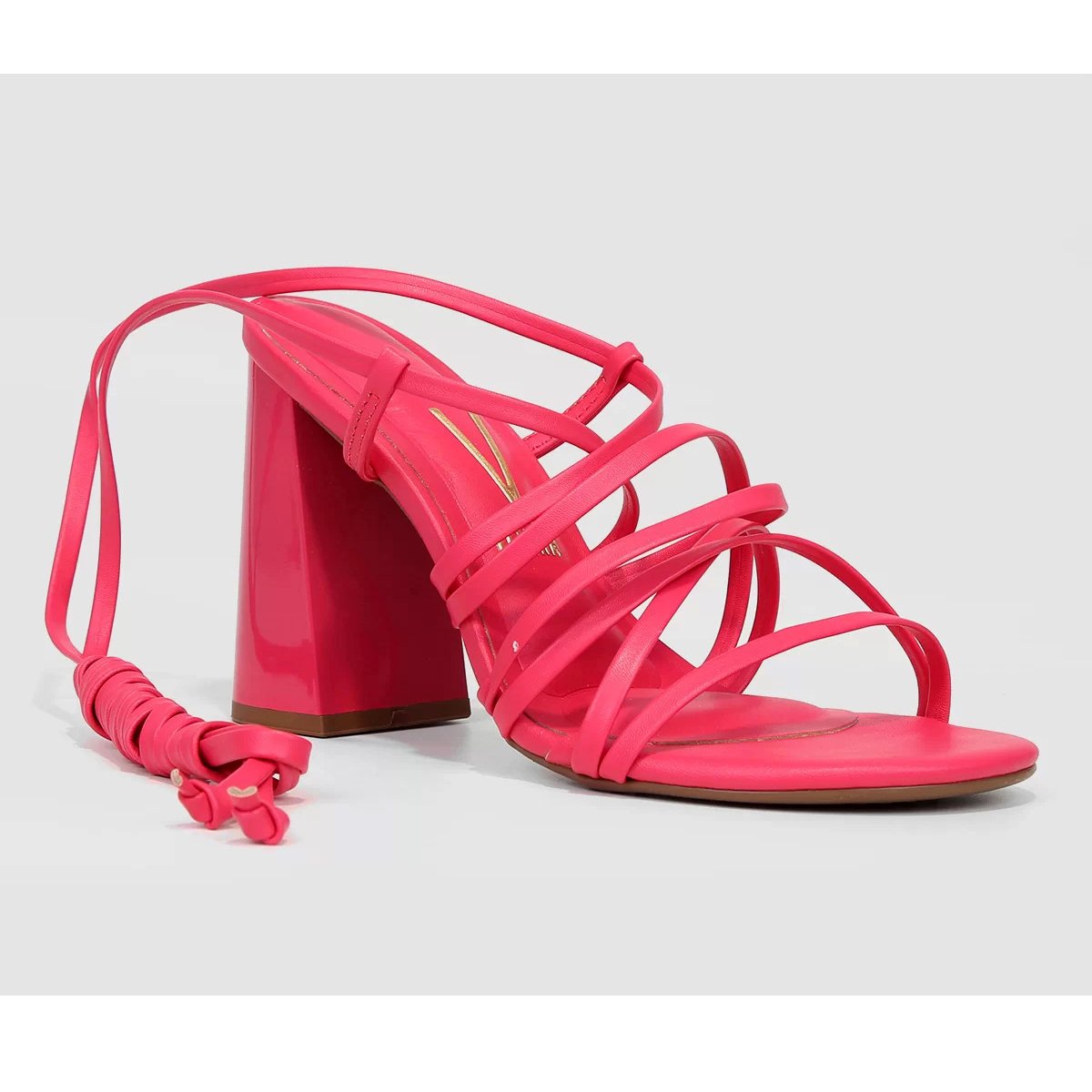 Sandália Vizzano Salto Bloco Alto Amarração Feminina - Rosa Rosa 2