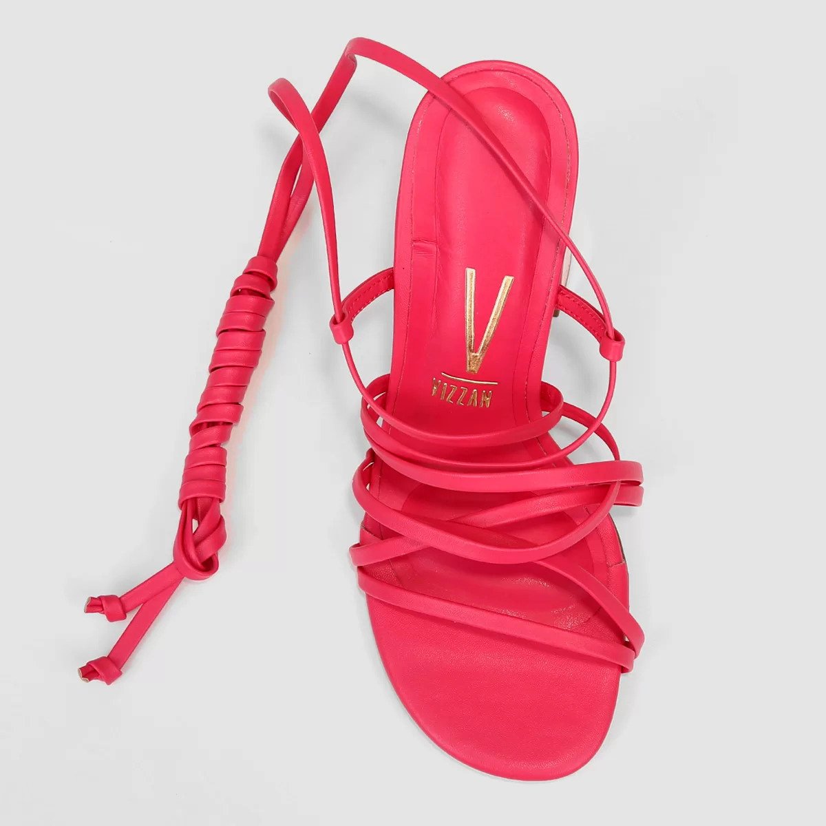 Sandália Vizzano Salto Bloco Alto Amarração Feminina - Rosa Rosa 3