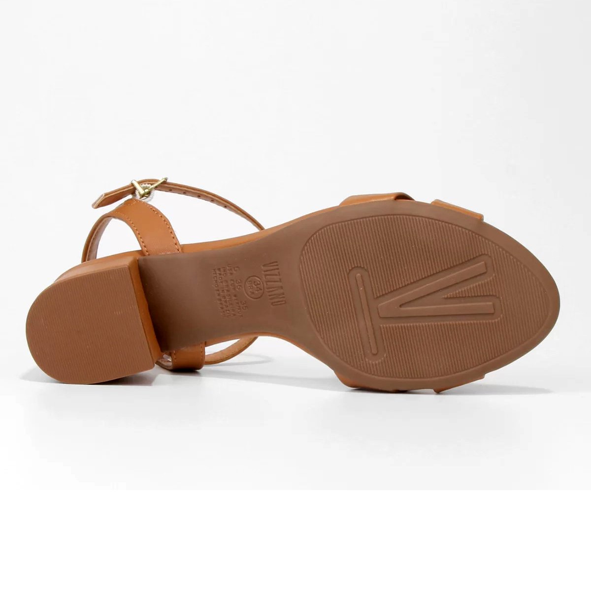 Sandália Vizzano Salto Bloco Médio Feminina - Caramelo Bege 5