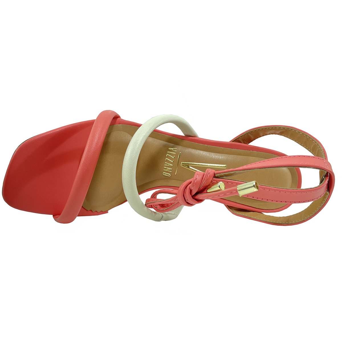 Sandália Vizzano Social Amarração Salto Bloco - Rosa e Branco Rosa 3