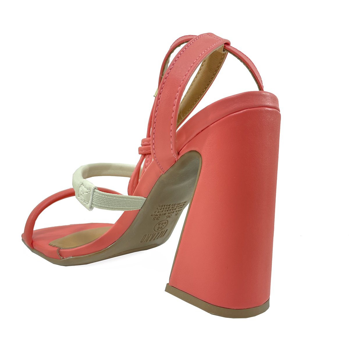 Sandália Vizzano Social Amarração Salto Bloco - Rosa e Branco Rosa 4