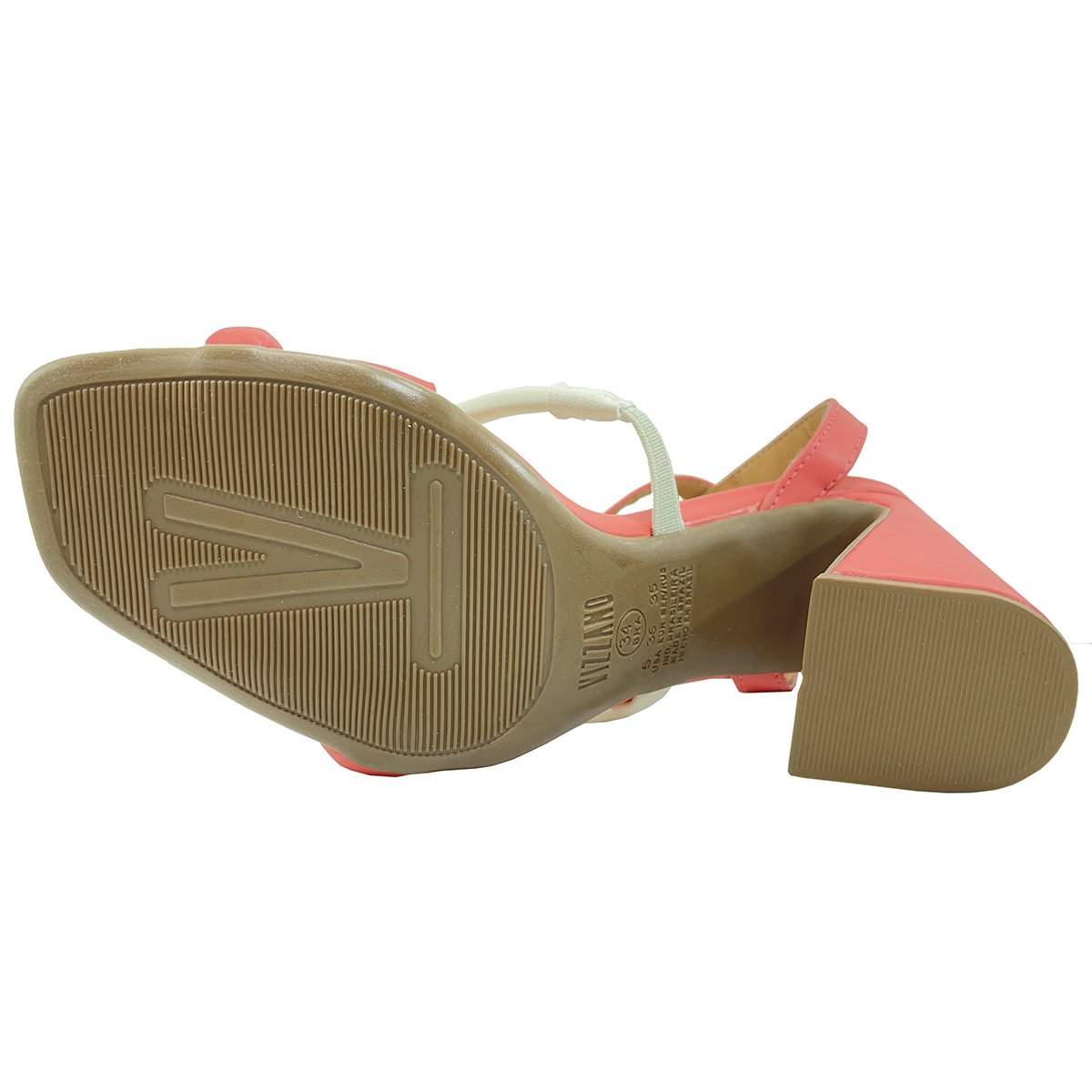 Sandália Vizzano Social Amarração Salto Bloco - Rosa e Branco Rosa 5