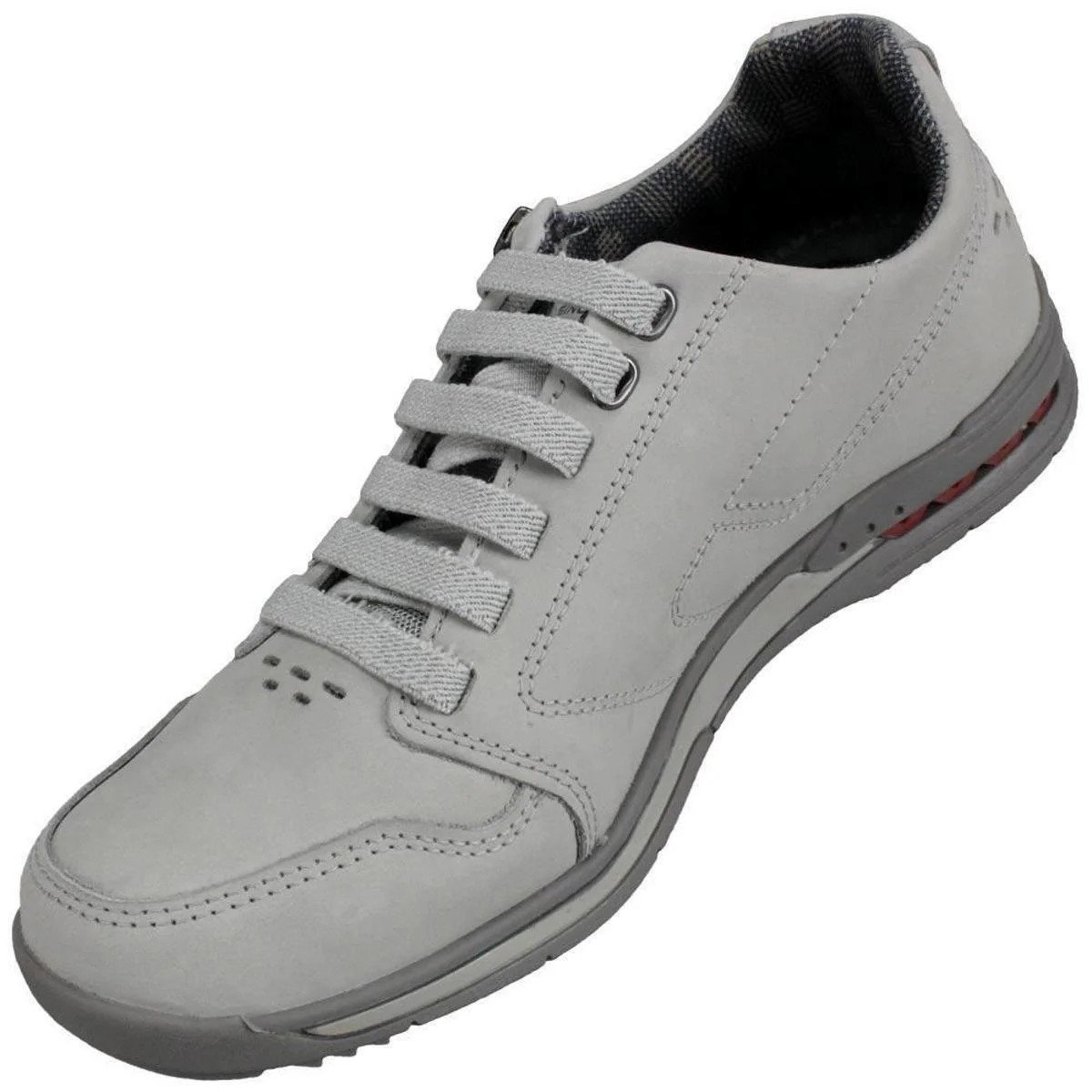 Sapatênis Couro Pegada Amortecedor Masculino Gelo Cinza