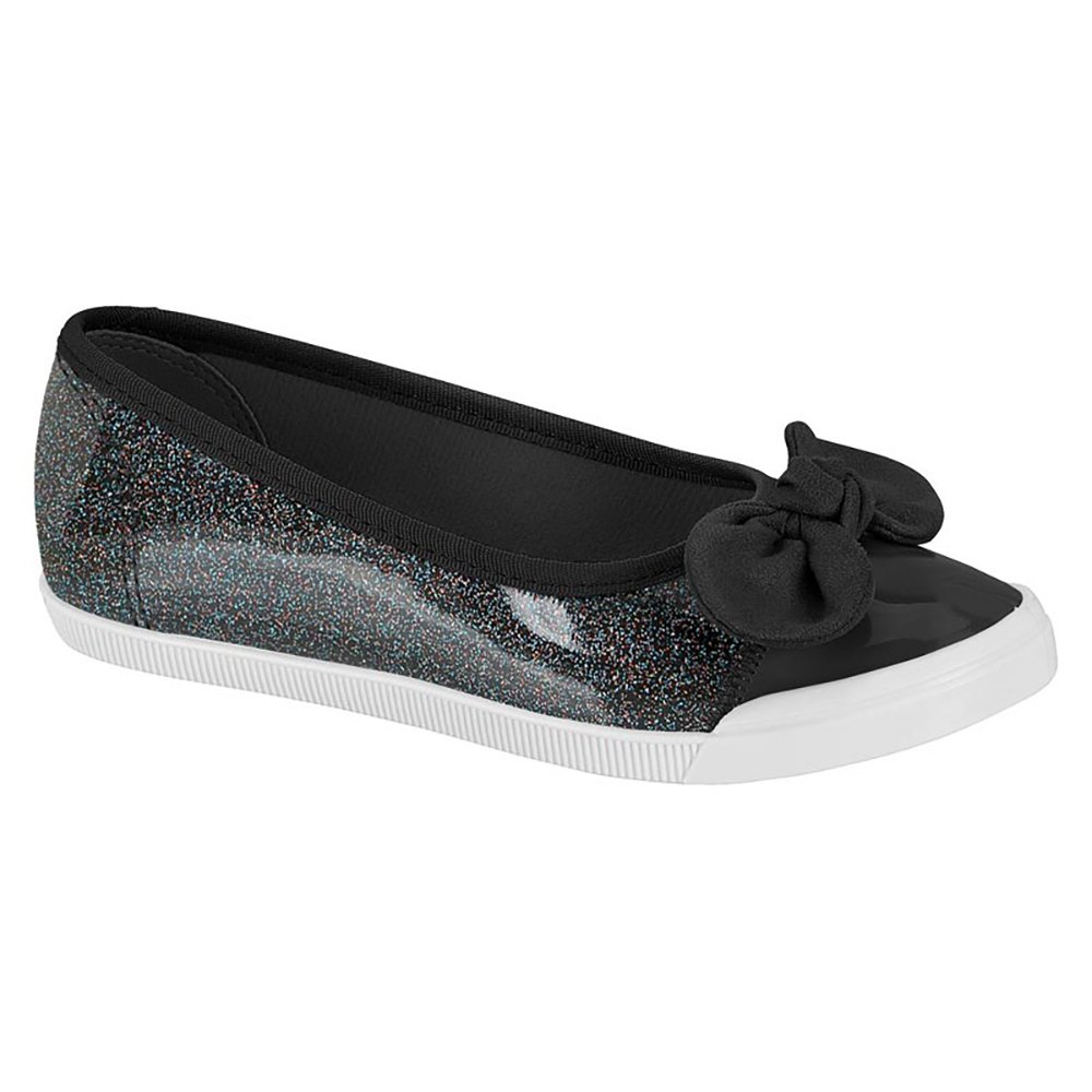 Sapatilha Infantil Molekinha Slipper Laço Brilho - Preto Preto 1