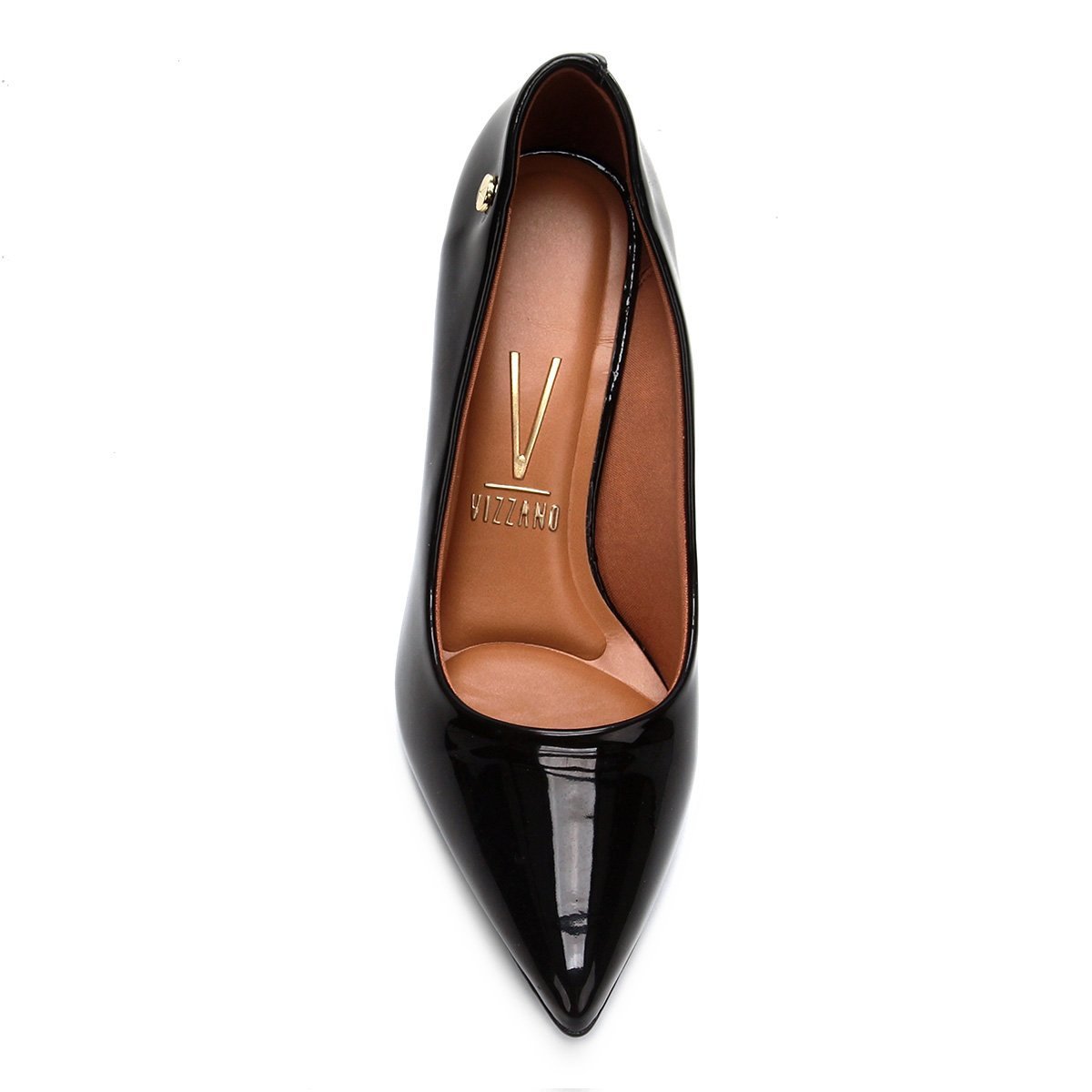 Scarpin Vizzano Bico Fino Salto Médio Verniz Feminino - Preto Preto 2