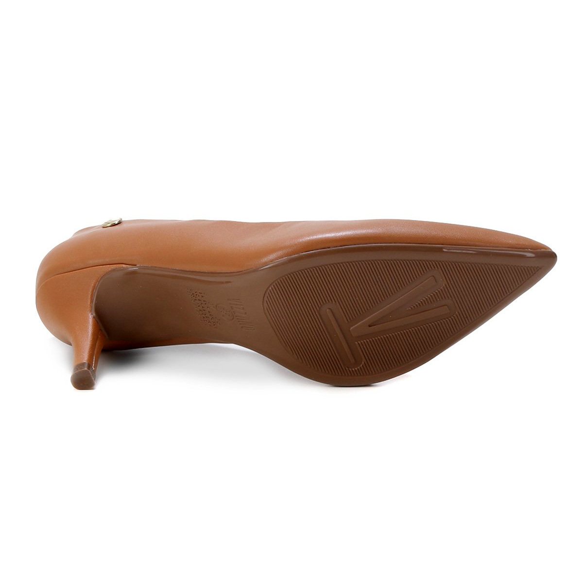 Scarpin Vizzano Salto Médio Bico Fino Feminino - Caramelo Marrom 5