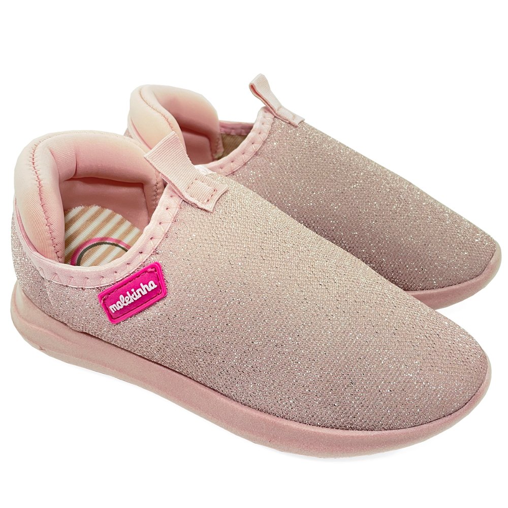 Slip On Infantil Molekinha Tecido Brilho - Rosa Rosa 1