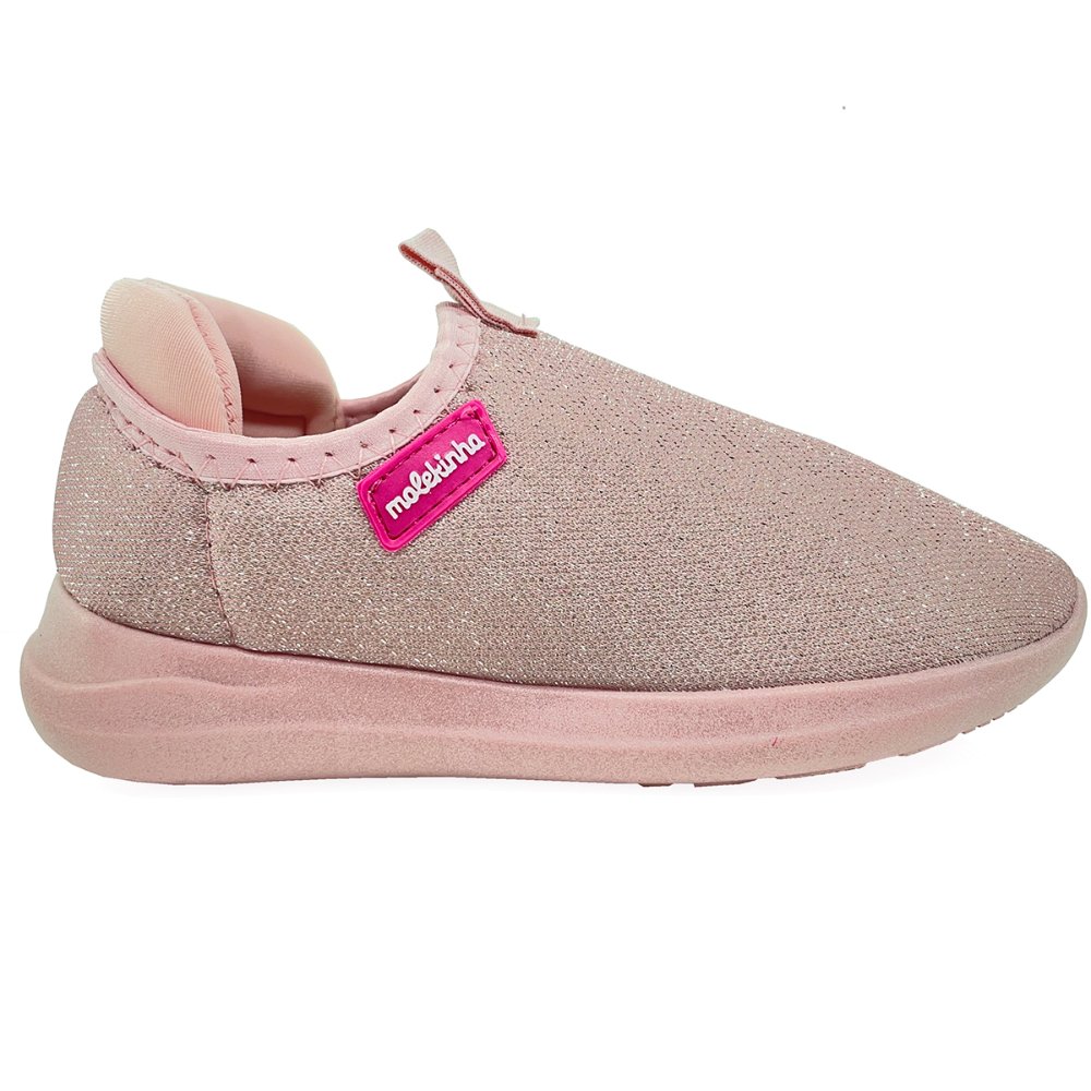Slip On Infantil Molekinha Tecido Brilho - Rosa Rosa 2