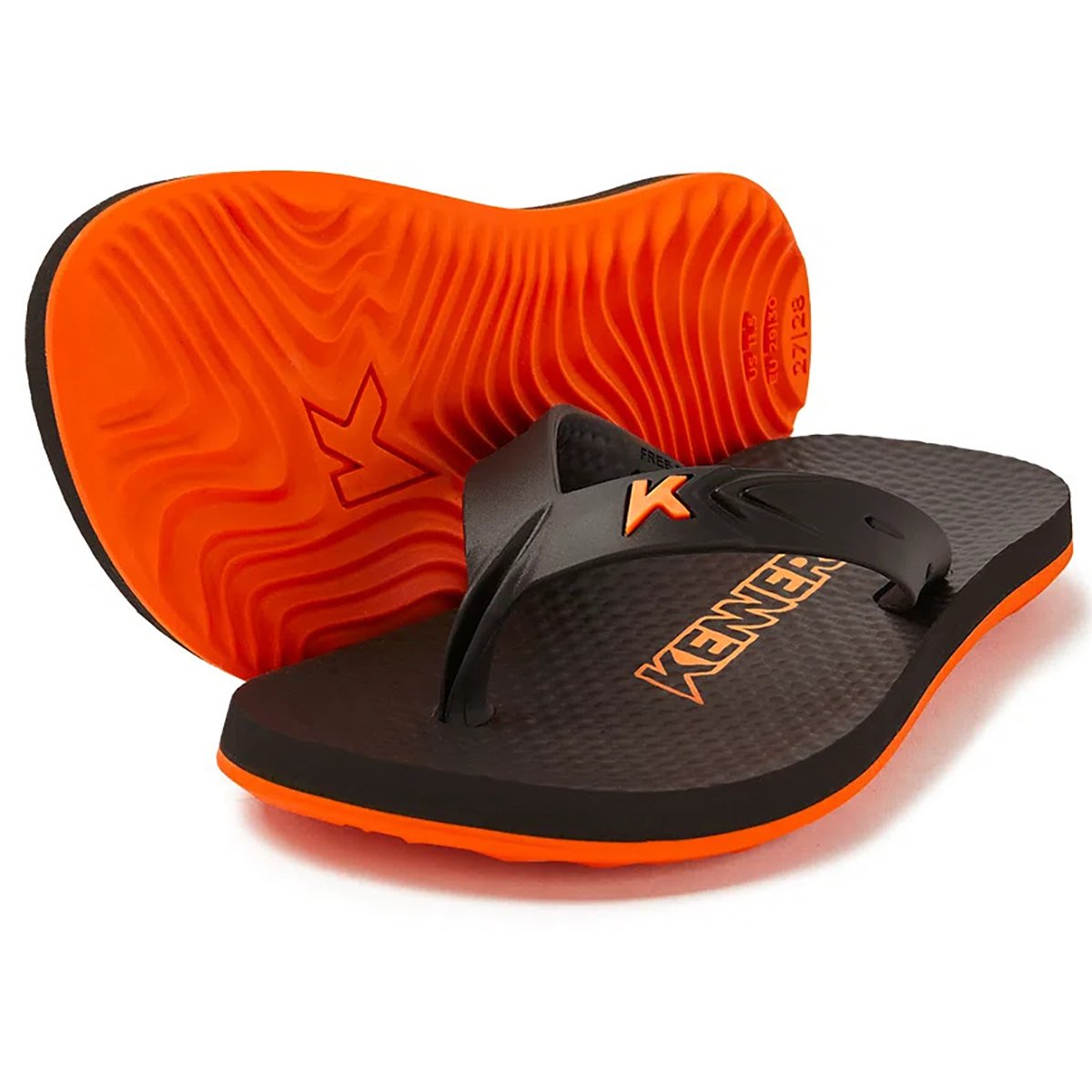 Chinelo Infantil Kenner New Summer Kids - Preto e Laranja Laranja