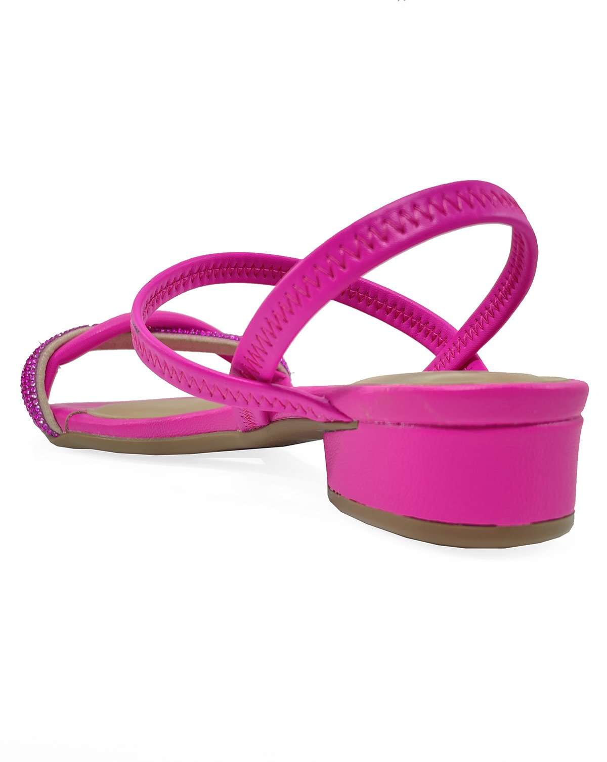 Sandália Beira Rio Strass Calce Fácil Salto Baixo - Rosa Rosa 4