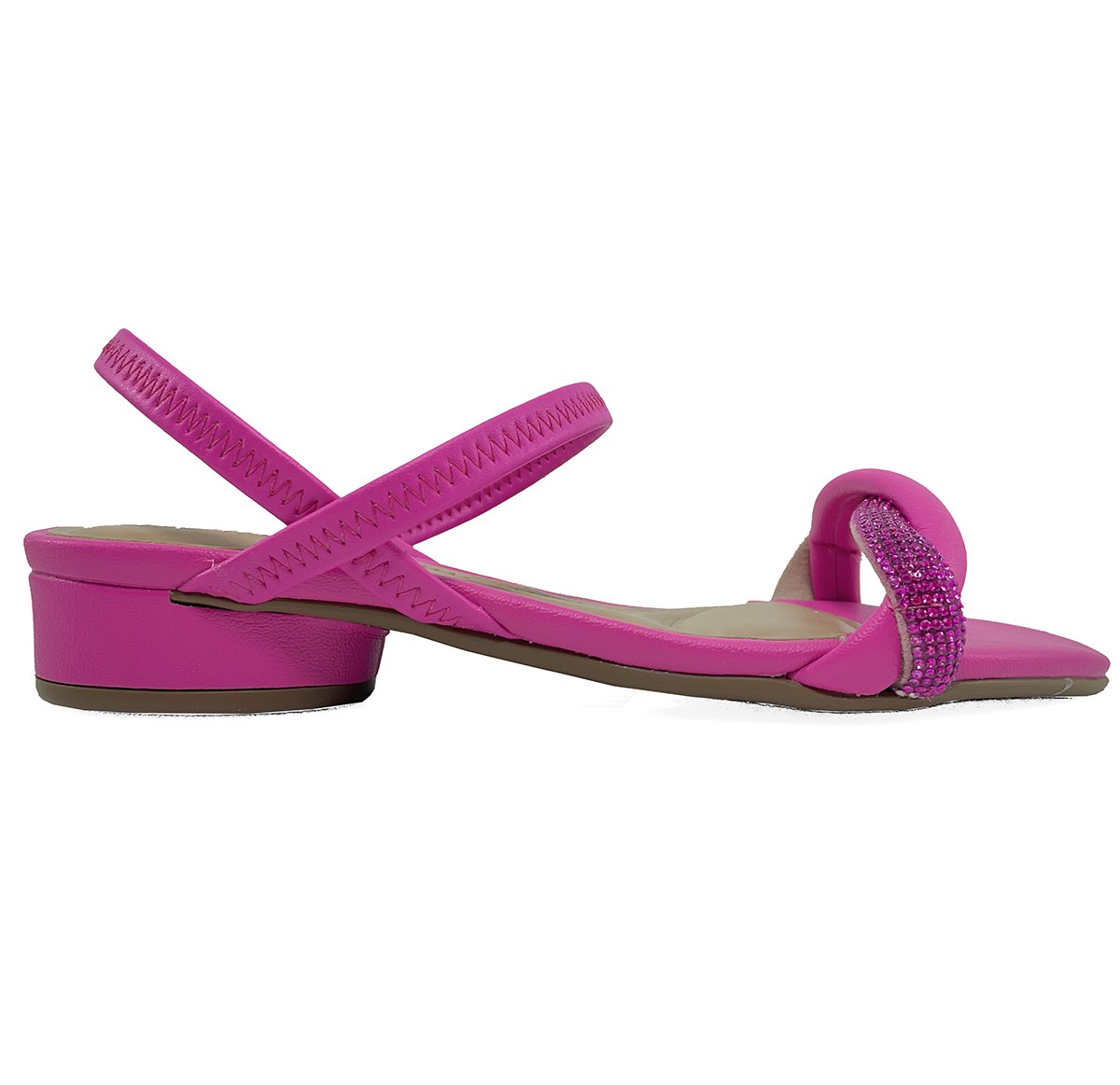 Sandália Beira Rio Strass Calce Fácil Salto Baixo - Rosa Rosa 2