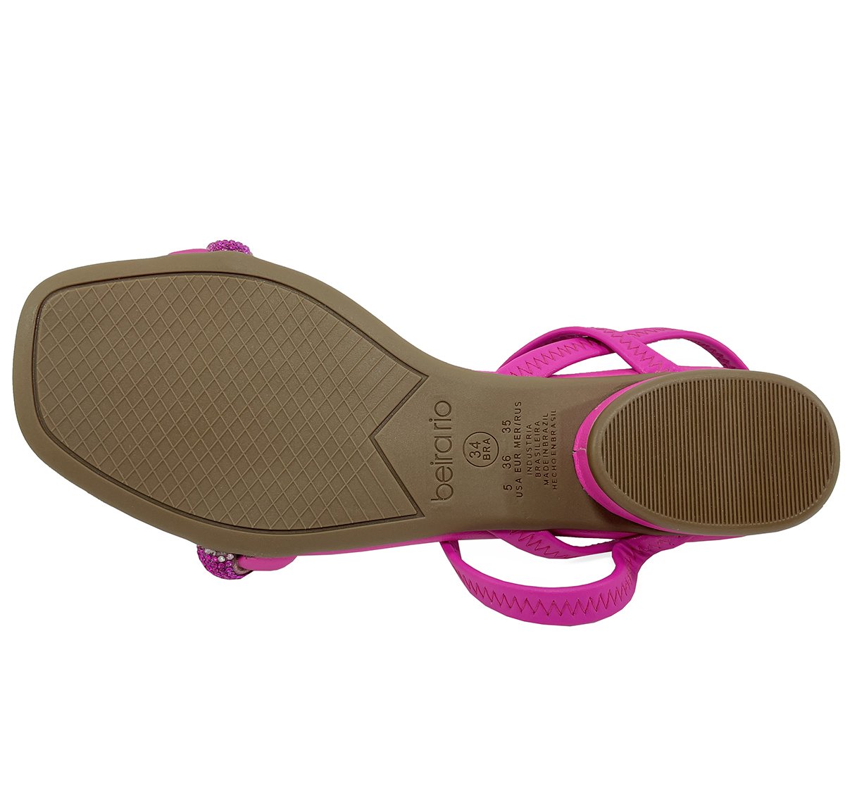 Sandália Beira Rio Strass Calce Fácil Salto Baixo - Rosa Rosa 5