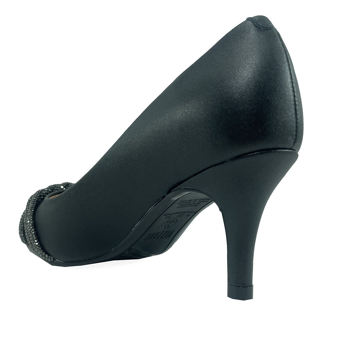 Scarpin Vizzano Enfeite Tira Strass Salto Médio - Preto Preto 4