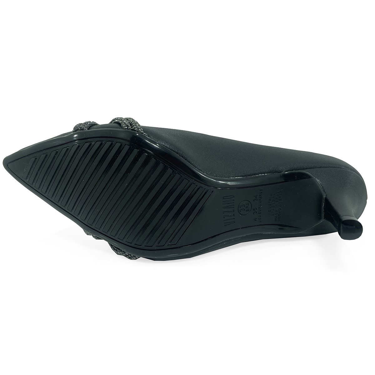 Scarpin Vizzano Enfeite Tira Strass Salto Médio - Preto Preto 5