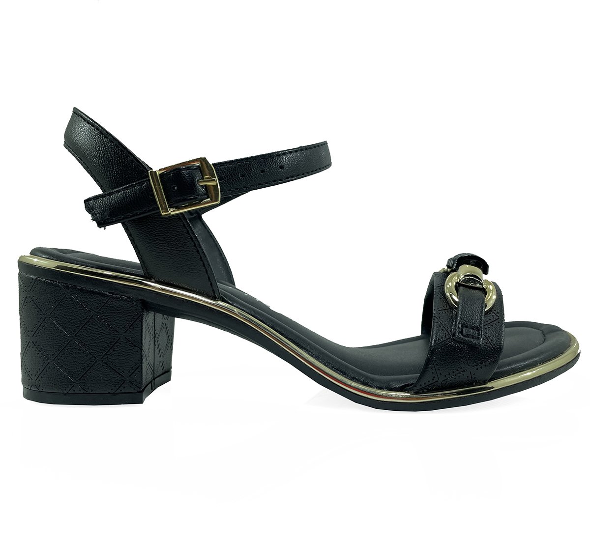 Sandália Beira Rio Adereço Metalizado Salto Bloco - Preto Preto 2