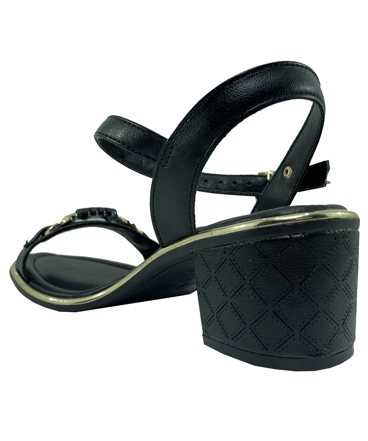 Sandália Beira Rio Adereço Metalizado Salto Bloco - Preto Preto 4