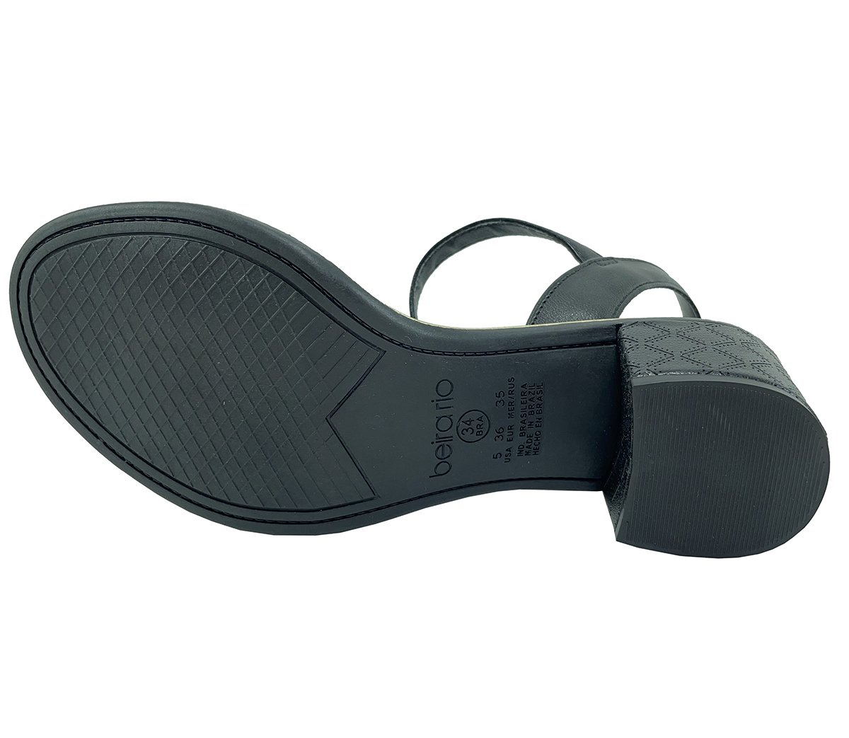 Sandália Beira Rio Adereço Metalizado Salto Bloco - Preto Preto 5