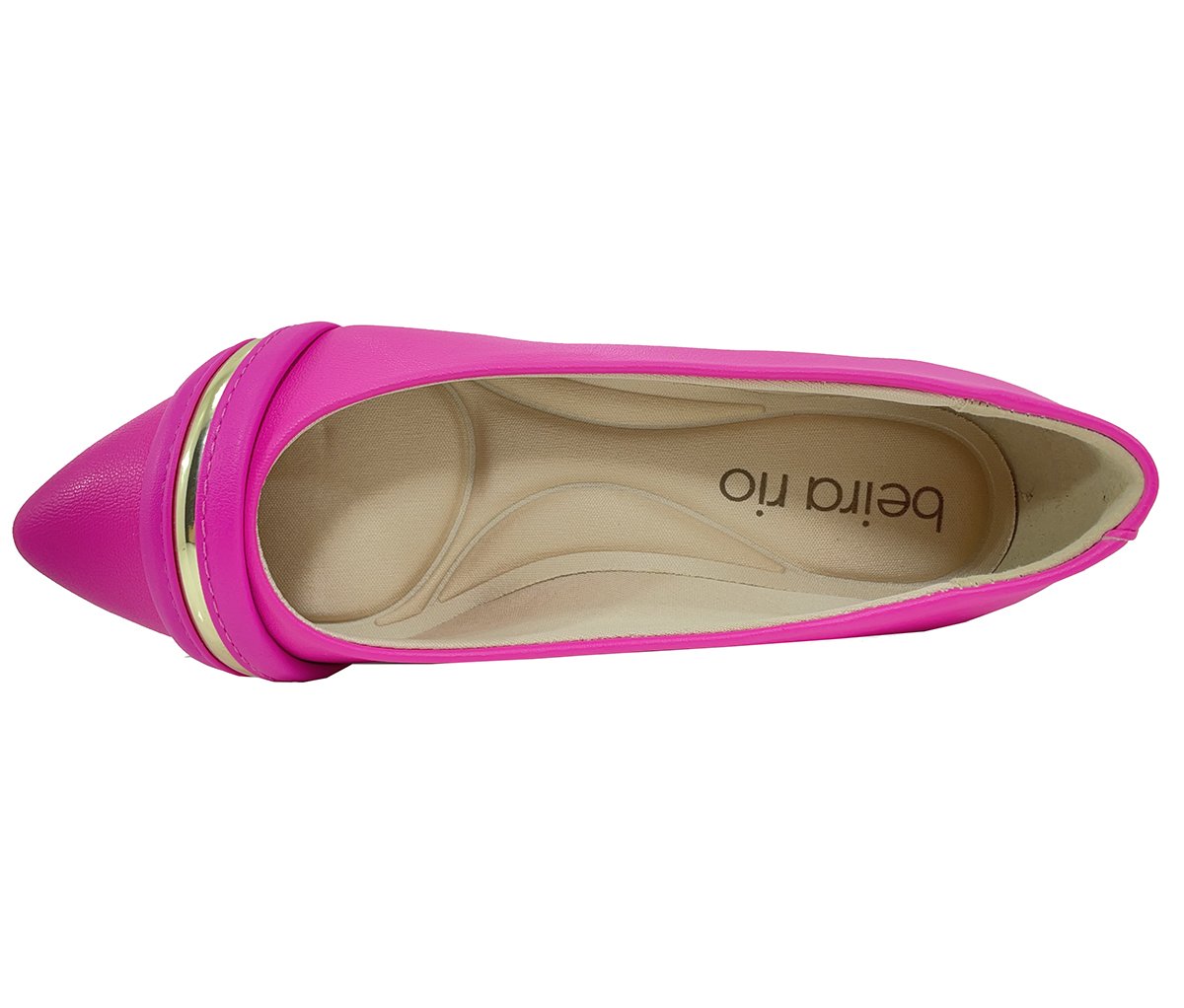 Sapatilha Beira Rio Bico Fino Detalhe Metalizado - Pink Rosa 3