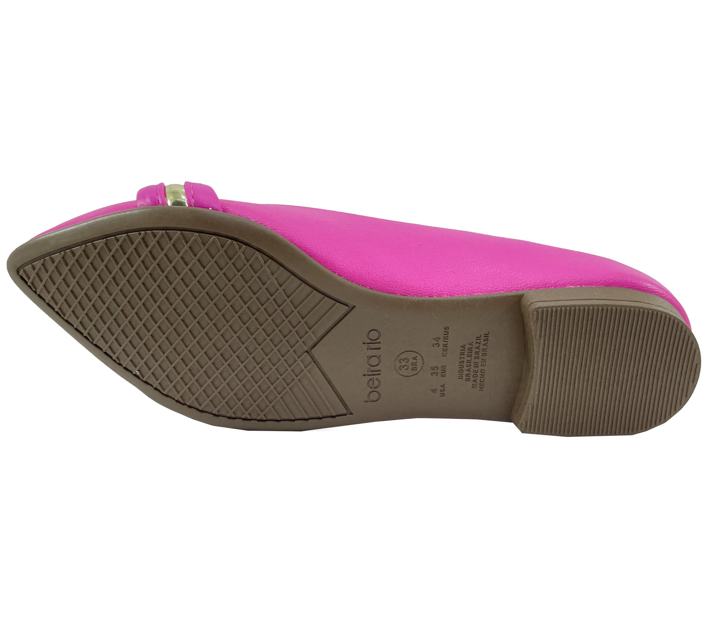 Sapatilha Beira Rio Bico Fino Detalhe Metalizado - Pink Rosa 5