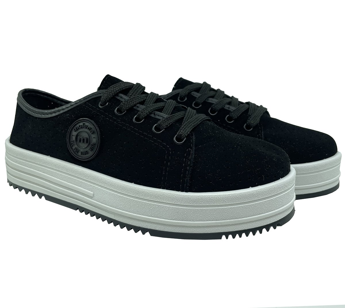 Tênis Moleca Caixa Alta Nobuck Liso Feminino - Preto Preto 1