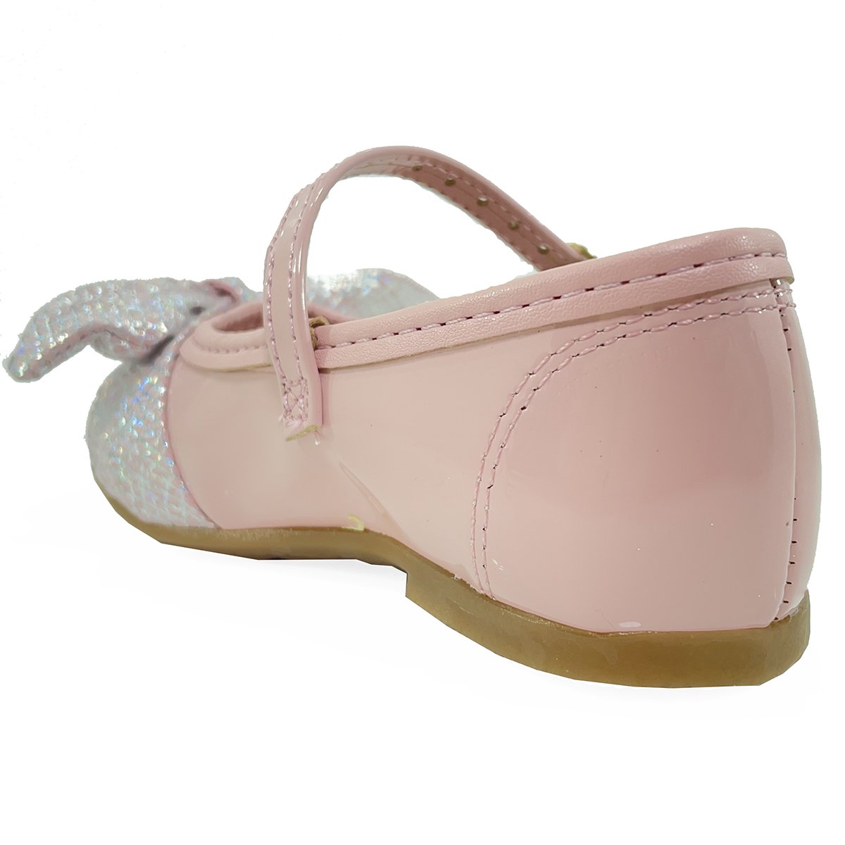 Sapatilha Boneca Molekinha Verniz Laço Holográfico - Rosa Rosa 4