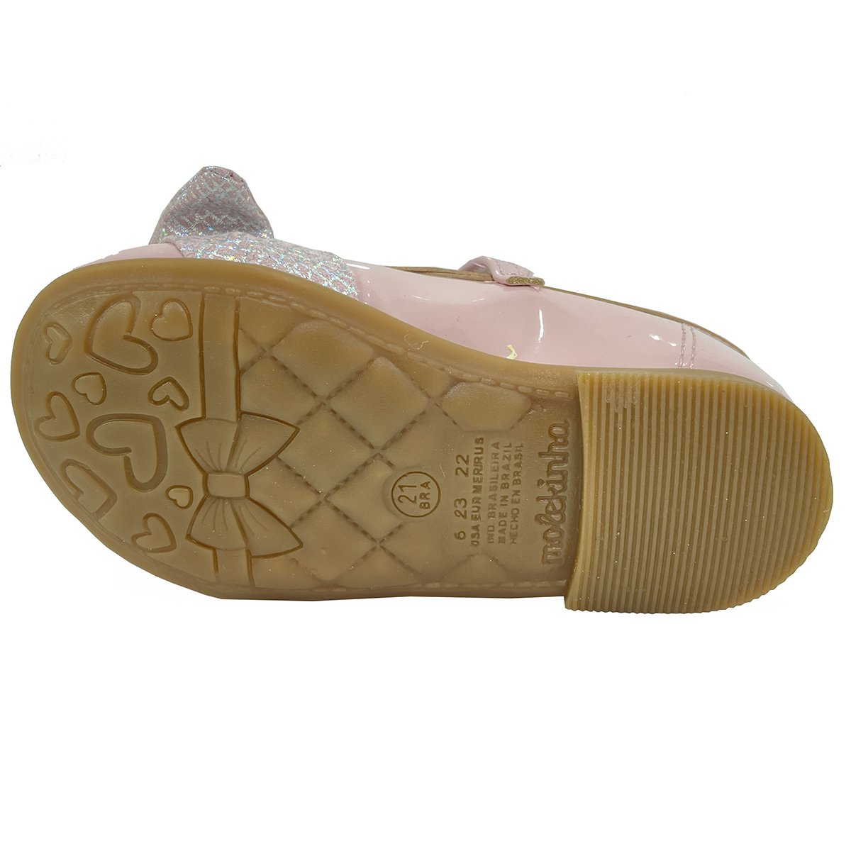 Sapatilha Boneca Molekinha Verniz Laço Holográfico - Rosa Rosa 5