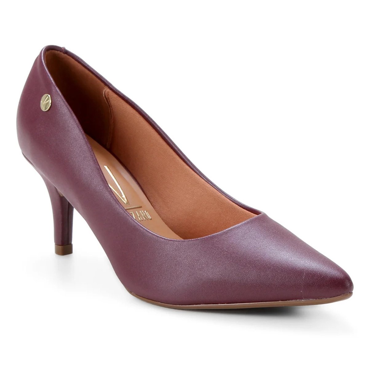Scarpin Vizzano Salto Médio Bico Fino Feminino - Vinho Vermelho 1