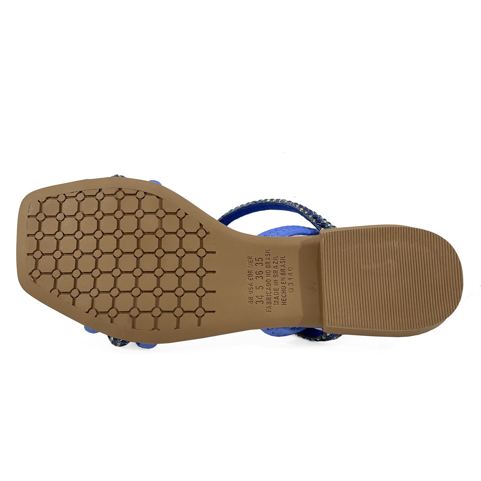 Rasteira Mississipi Tiras Strass Nó Feminina - Azul Azul 4