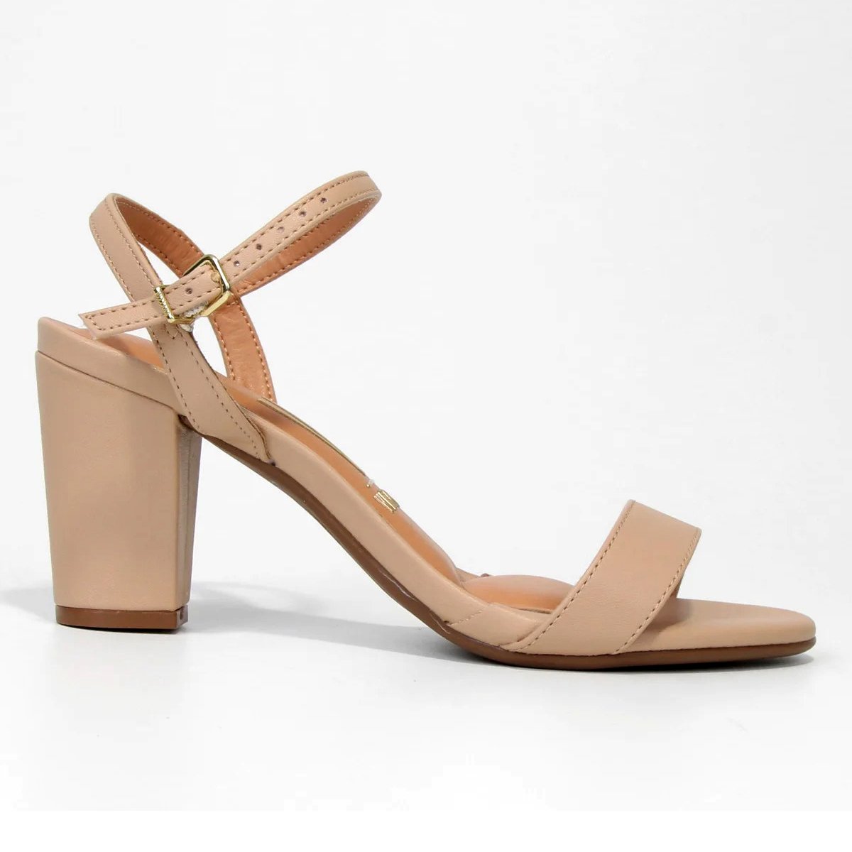 Sandália Vizzano Salto Médio Grosso Tira Feminina - Bege Bege 2
