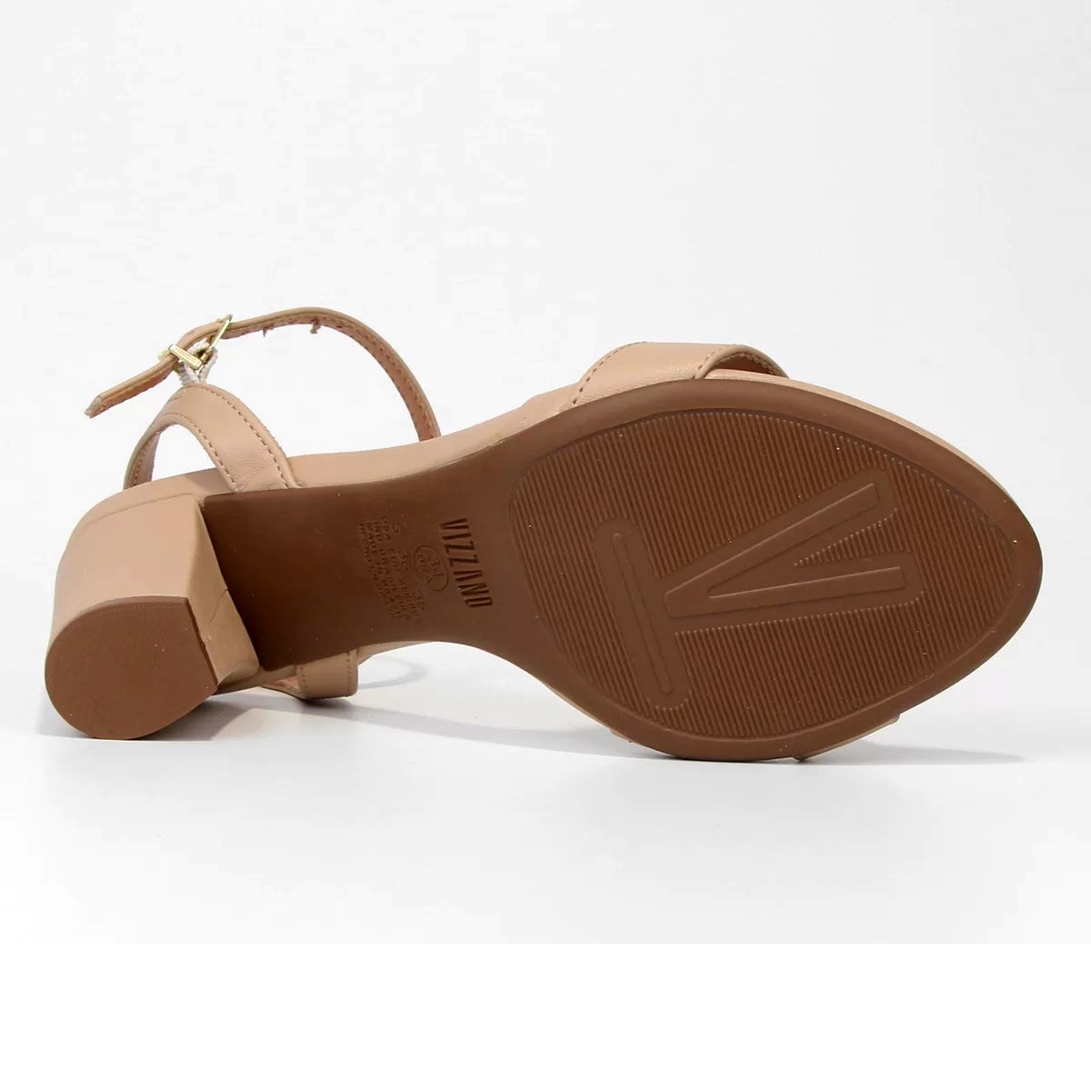 Sandália Vizzano Salto Médio Grosso Tira Feminina - Bege Bege 5