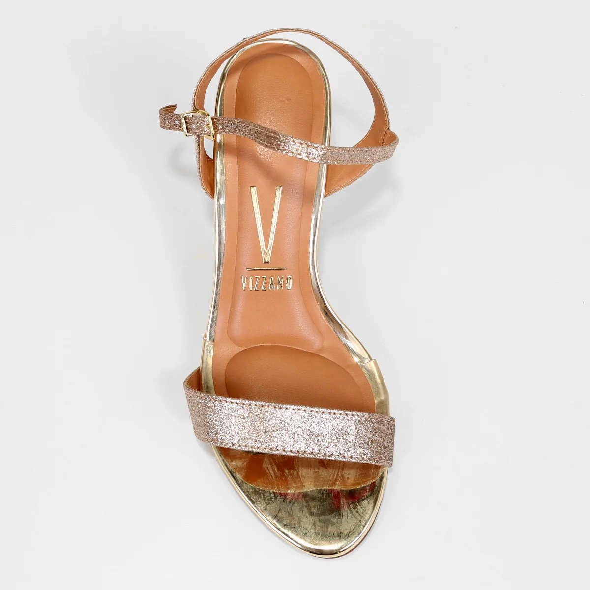 Sandália Vizzano Salto Grosso Médio Glitter Feminina - Dourado Dourado 3
