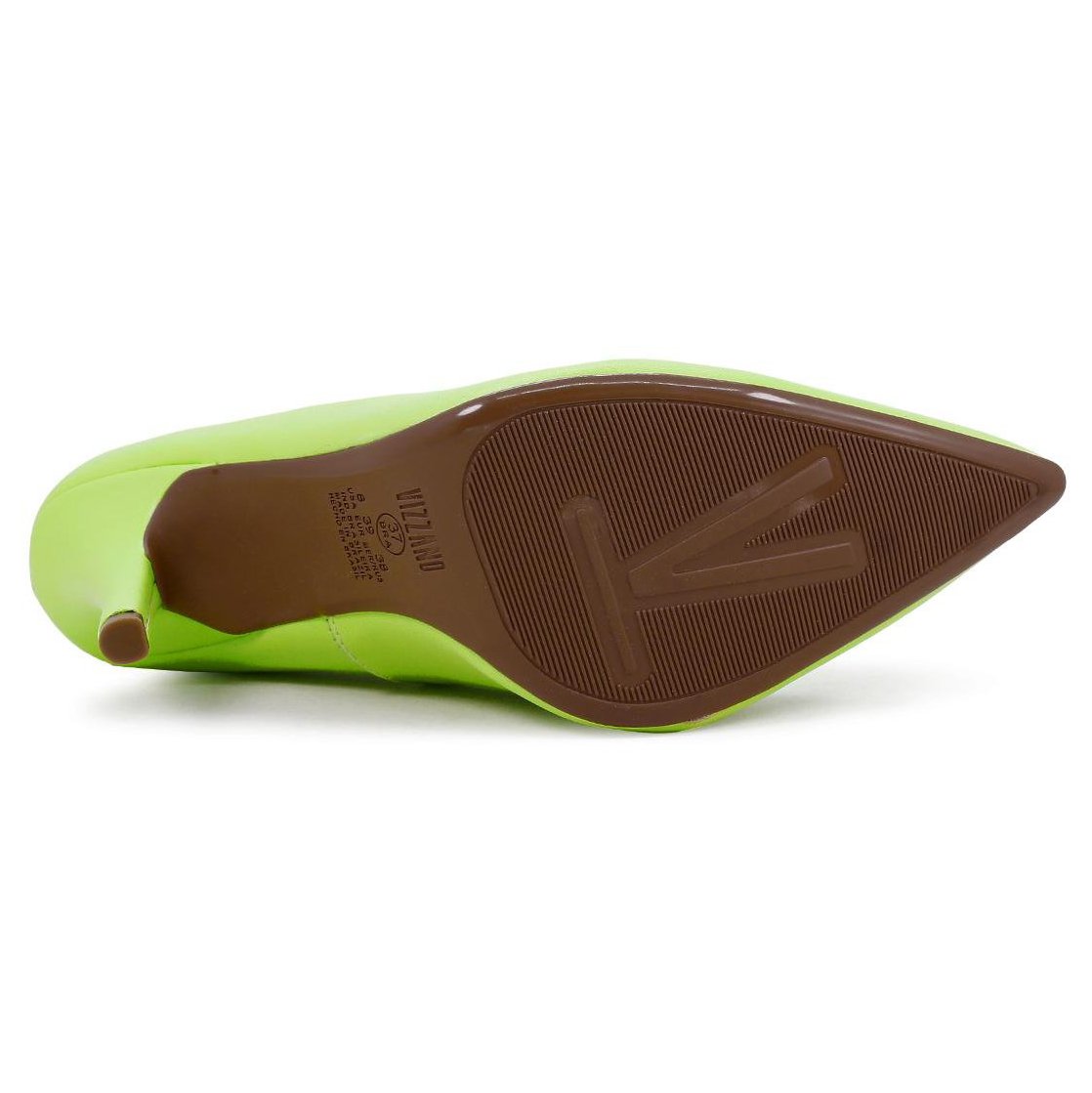 Scarpin Vizzano Pelica Salto Alto Bico Fino - Verde Limão Verde 5