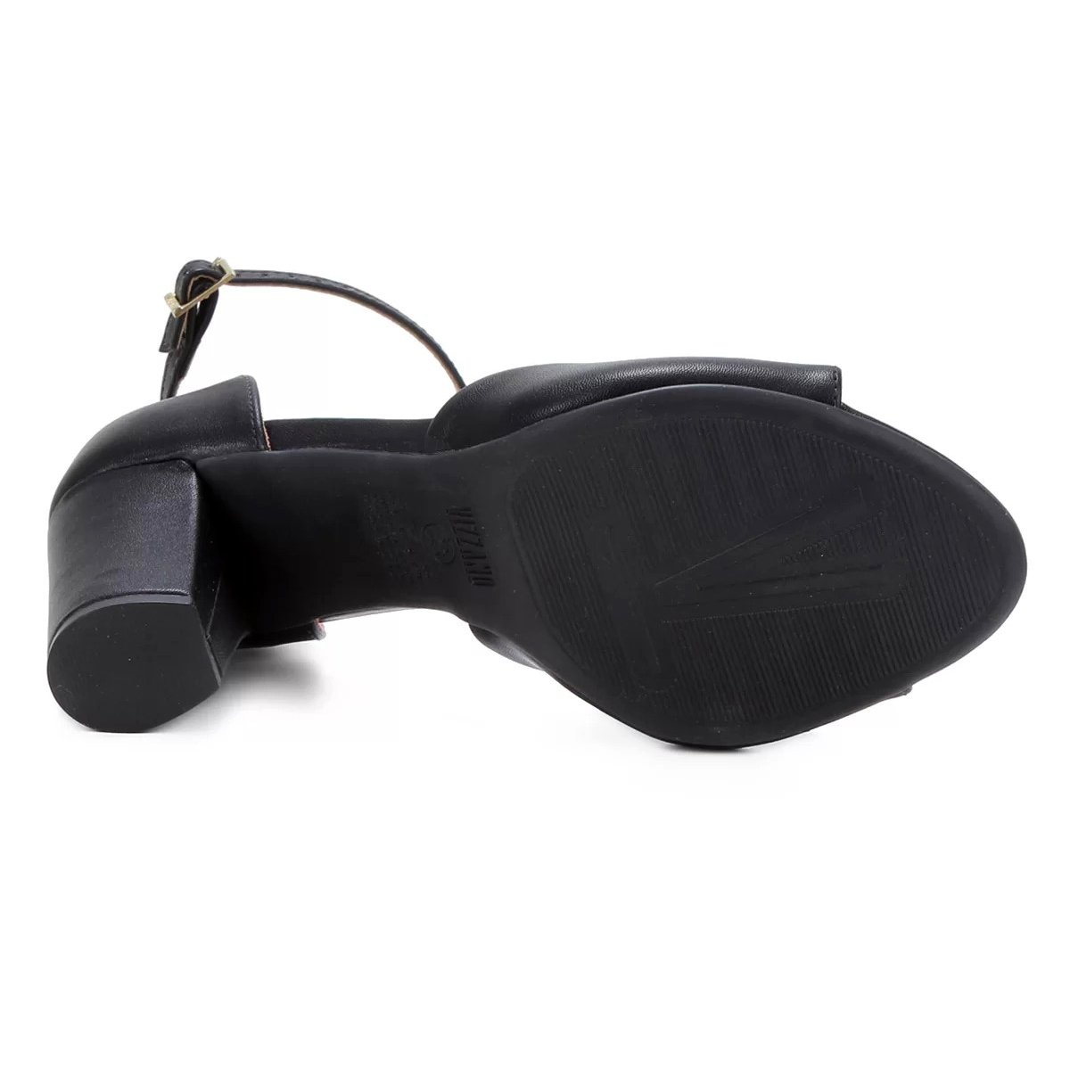 Sandália Vizzano Salto Grosso Médio Traseira Fechada Feminina - Preto Preto 5