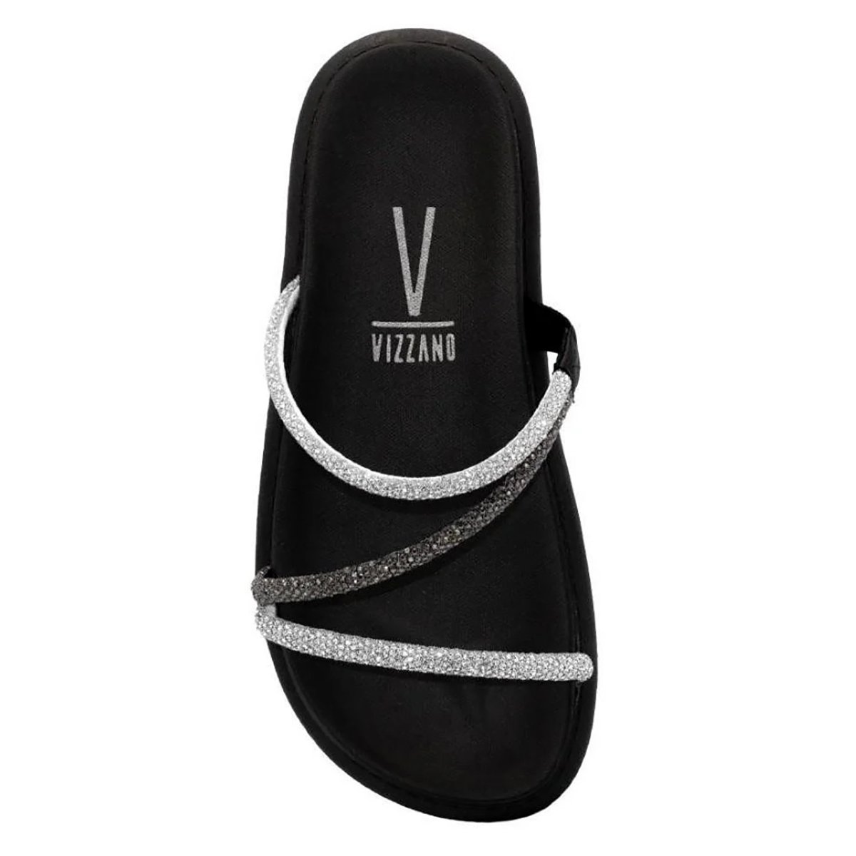 Rasteira Vizzano Flatform Tiras Strass Hotfix - Preto Preto 3