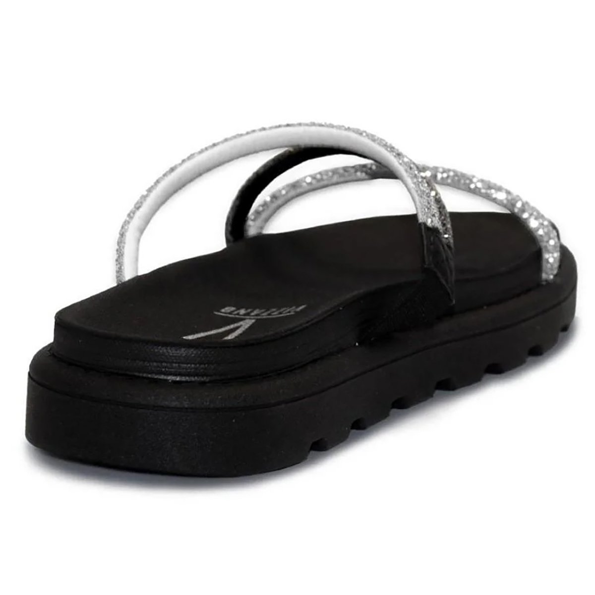 Rasteira Vizzano Flatform Tiras Strass Hotfix - Preto Preto 4