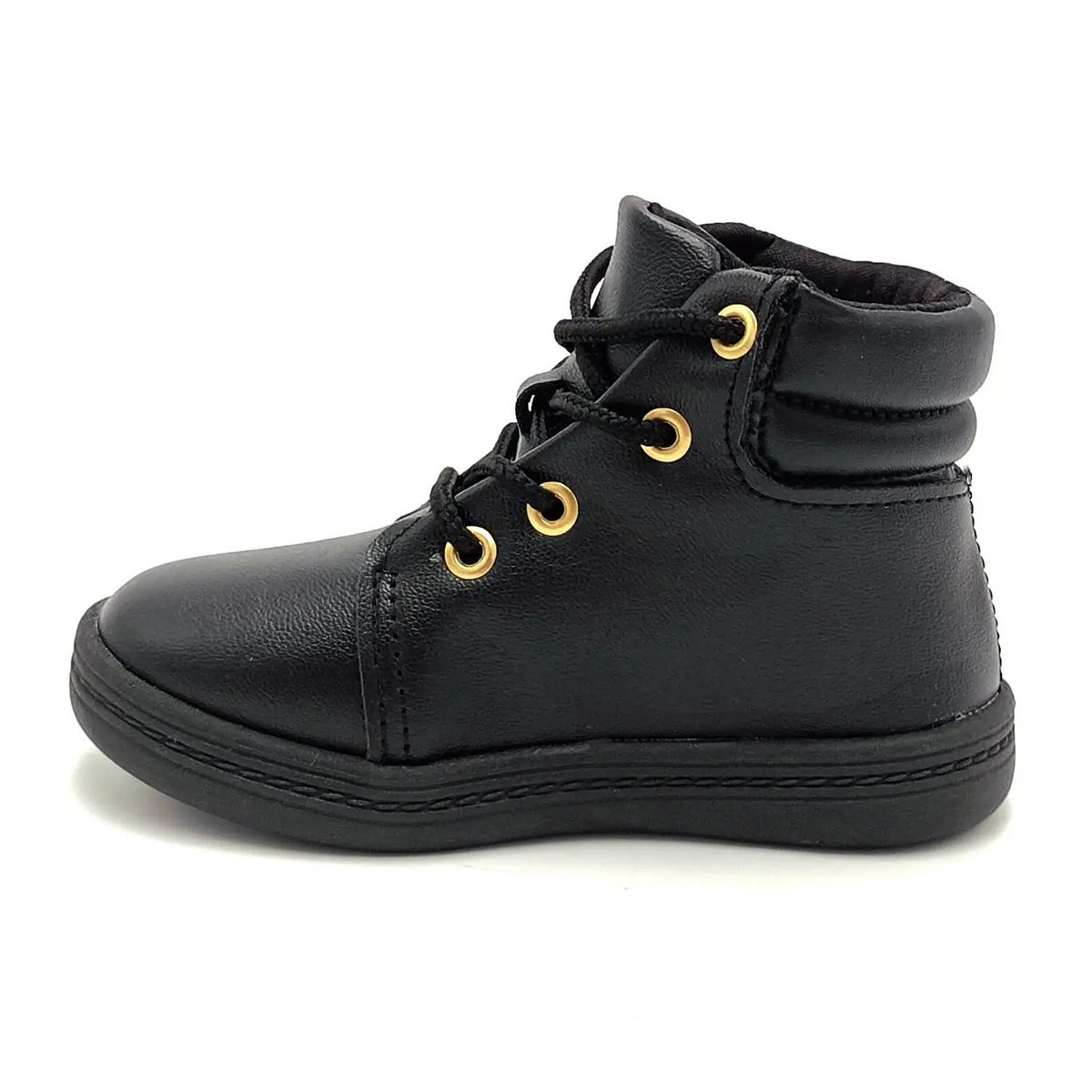 Bota Coturno Infantil Molekinha Metal Coração - Preto Preto 3