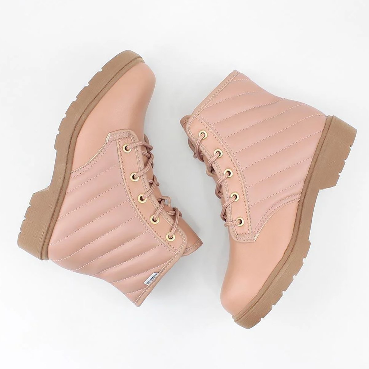 Bota Coturno Infantil Molekinha Costuras Menina - Nude Bege 3