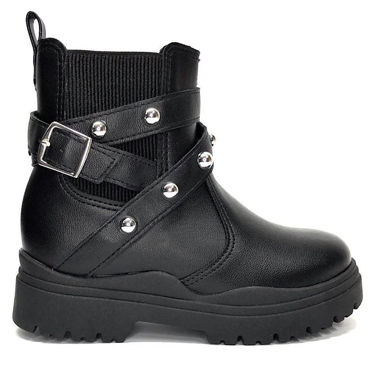 Bota Coturno Infantil Molekinha Taxas Menina - Preto Preto 2