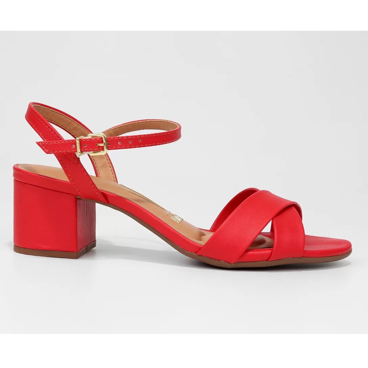 Sandália Vizzano Salto Bloco Médio Feminina - Vermelho Claro Vermelho 2