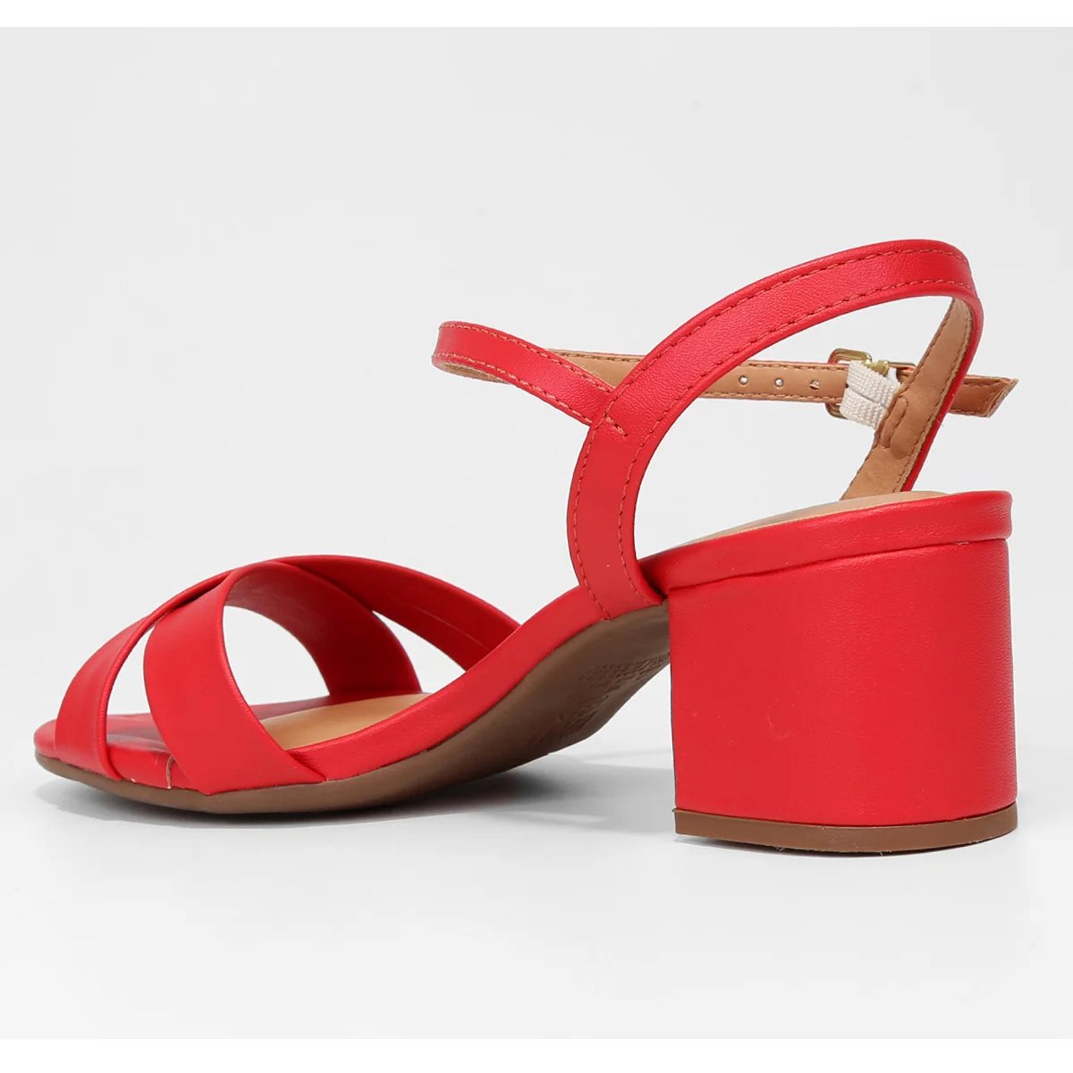 Sandália Vizzano Salto Bloco Médio Feminina - Vermelho Claro Vermelho 4