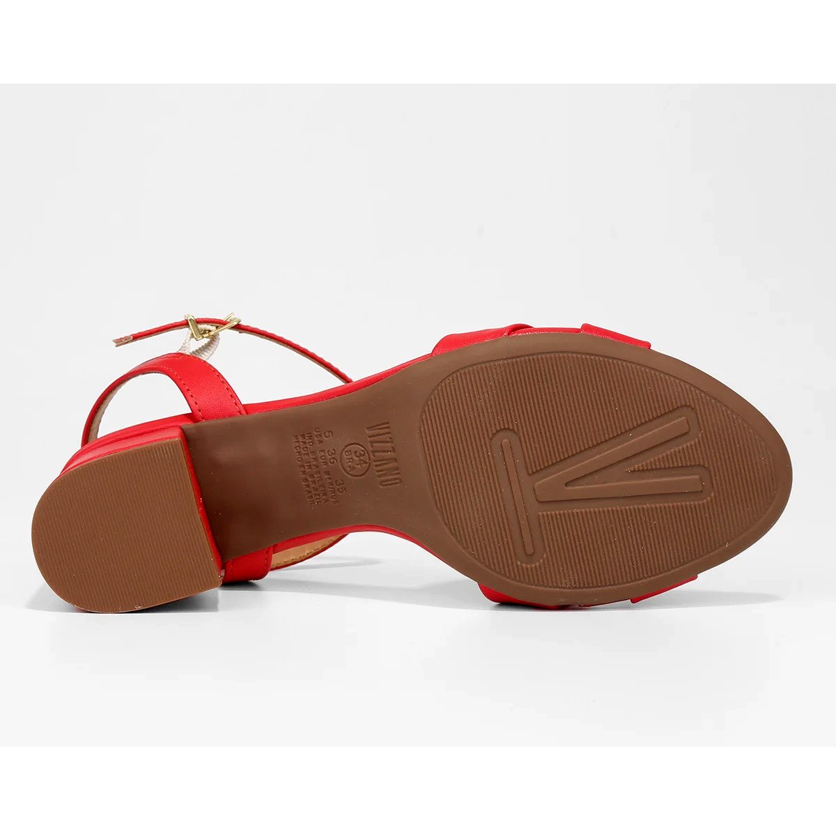 Sandália Vizzano Salto Bloco Médio Feminina - Vermelho Claro Vermelho 5