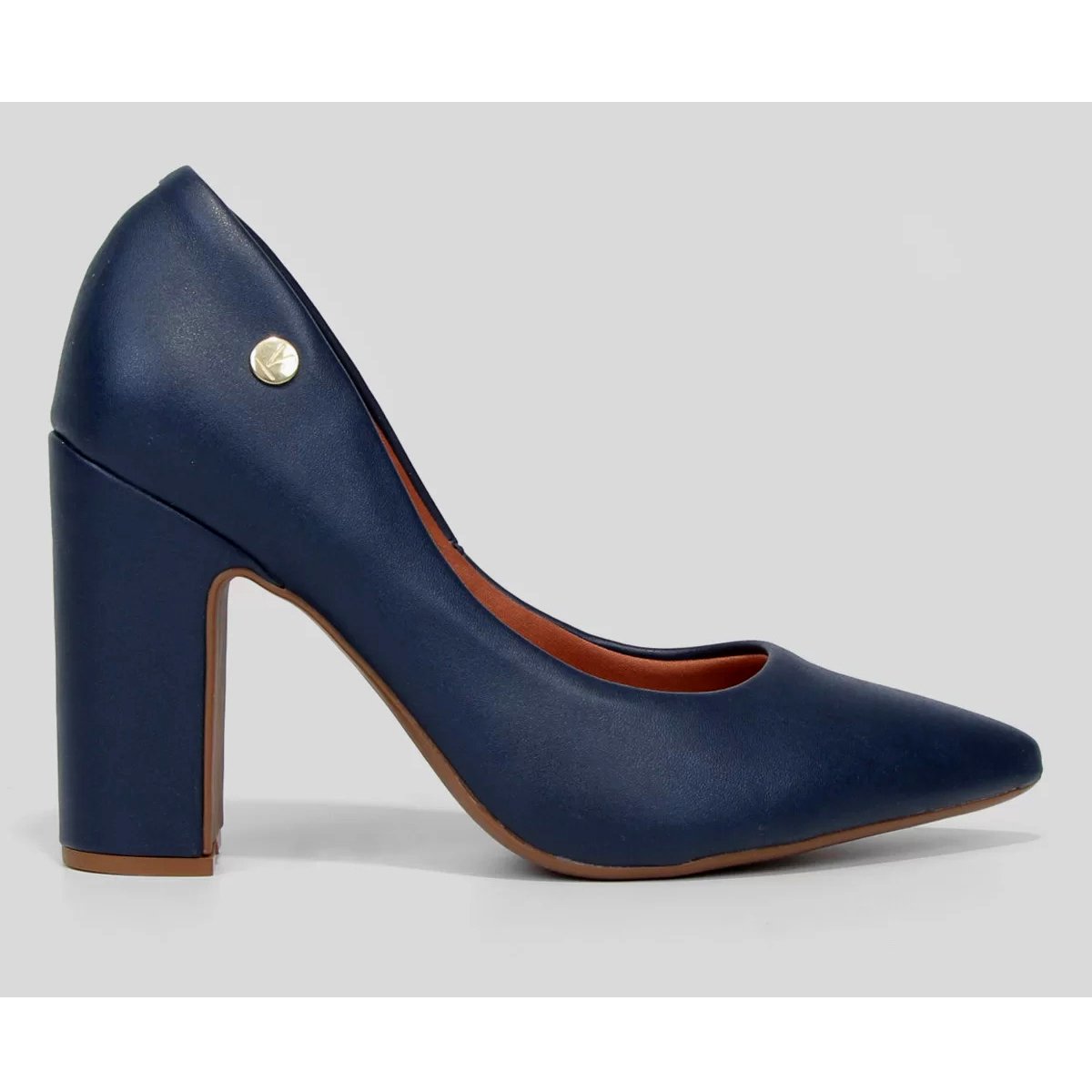 Scarpin Vizzano Bico Fino Salto Bloco Alto - Marinho Azul 2